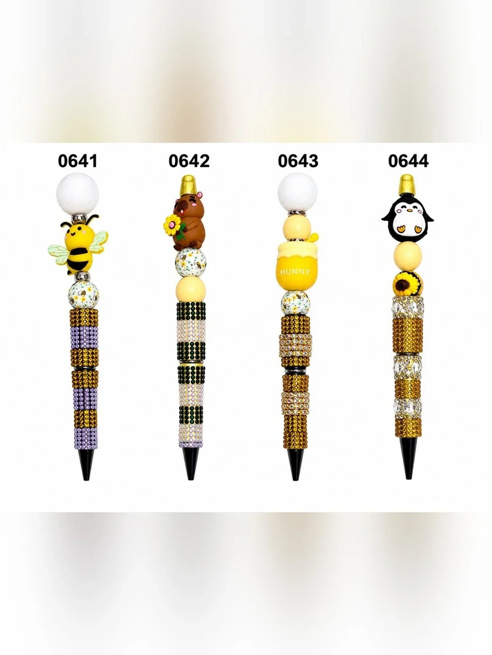 Handcrafted Beaded Rhinestone Ballpoint Pen Cute Character Handmade Gift